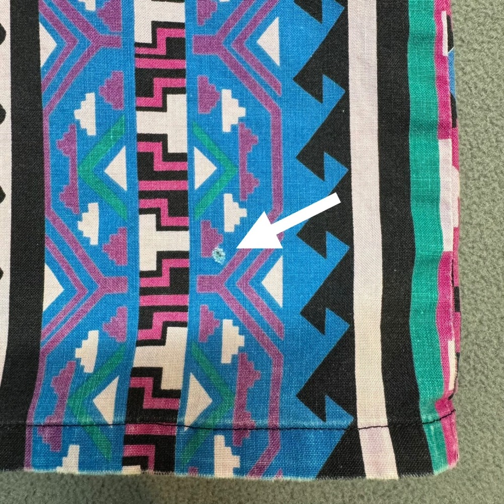 Vtg Handmade Button Up Shirt 90s Aztec Southwestern Pattern Multi-Color Retro - Picture 9 of 14